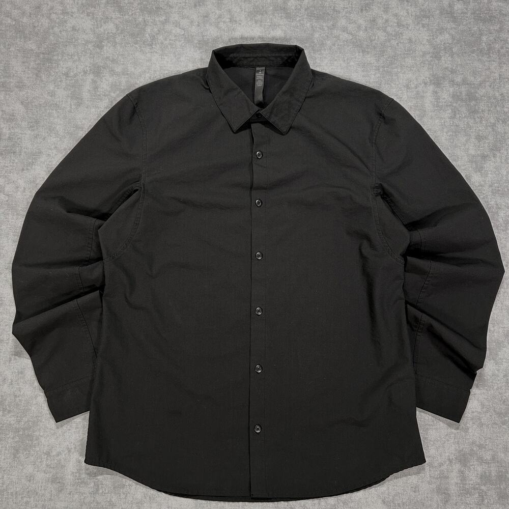 Lululemon New Venture Long Sleeve Button Up Dress Shirt Mens L Black Minimal